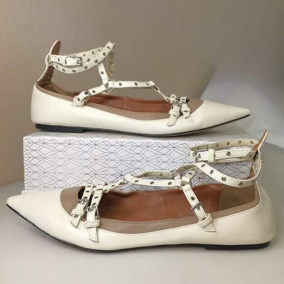 VALENTINO Leather "Love Latch" Cage Ankle Strap Ballet Flats - ITALIAN SIZE 38 - Picture 3 of 13